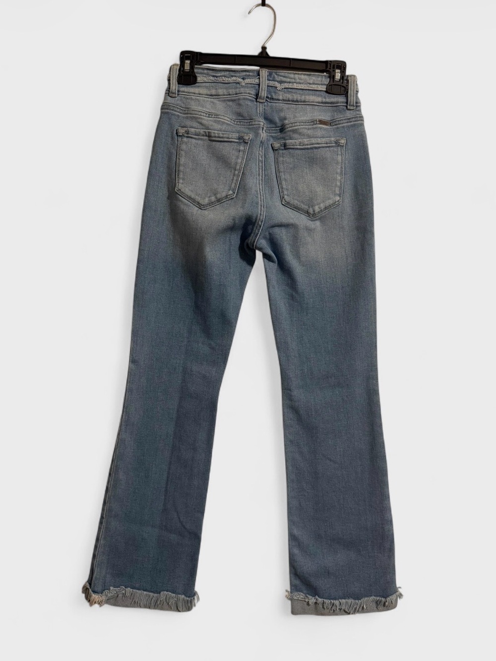 KanCan Faded Light Blue Flare Jeans with Frayed Hem - Picture 4 of 7